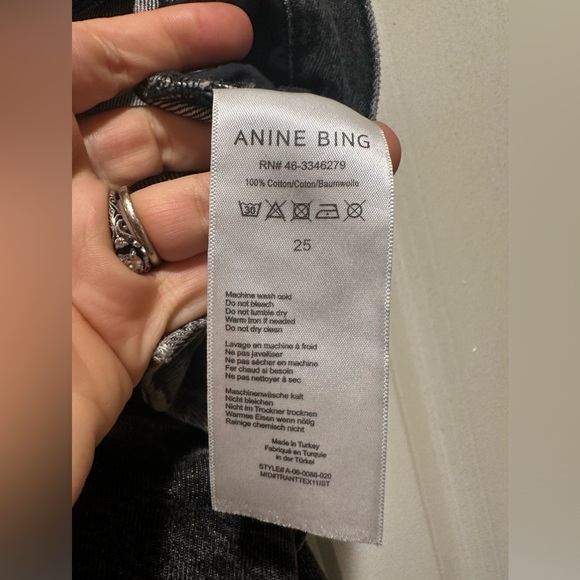 Anine Bing Brenda Jeans High Waist Distressed Slim Leg Straight , size 25 - Picture 2 of 12